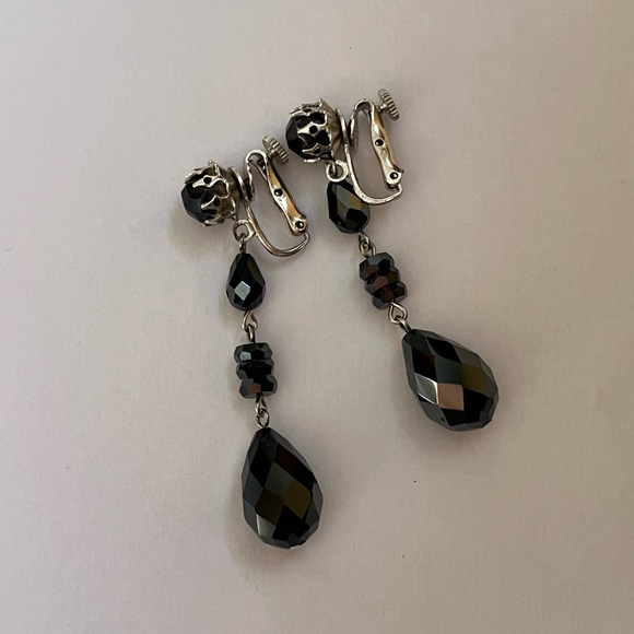 Vintage Black Dangle Vendome Earrings - Picture 1 of 3